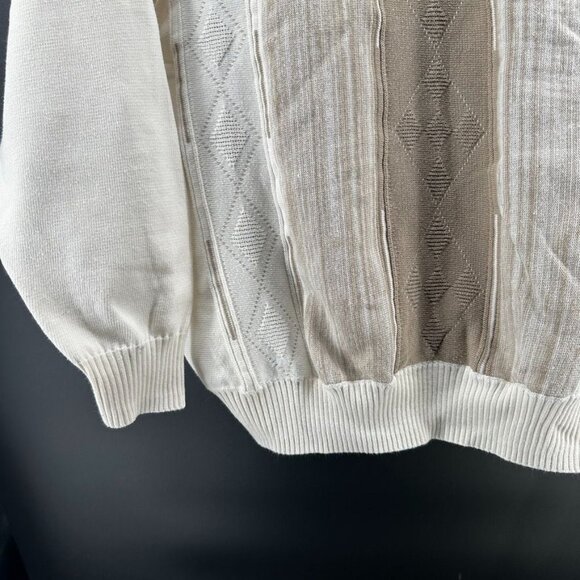 Pronto Uomo Sweater Adult L Creme Brown Textured Knit Casual Sweatshirt Grandpa - Picture 2 of 9
